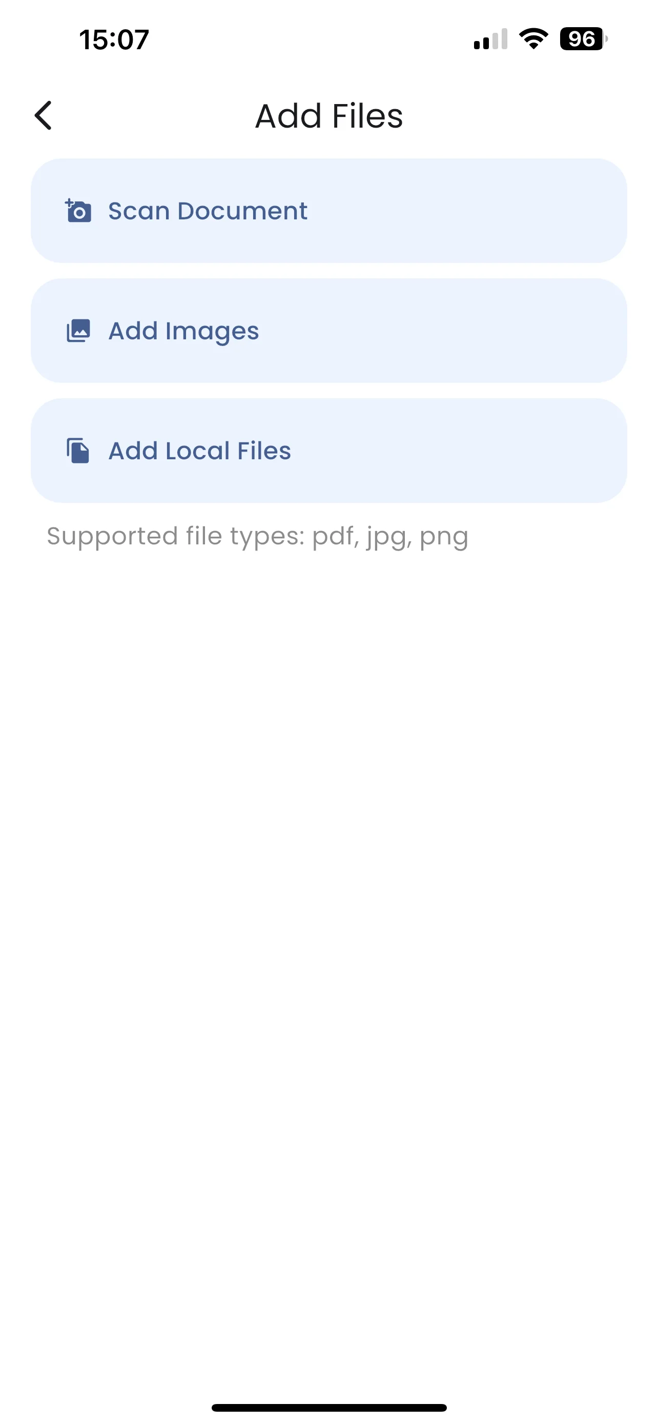 Adding files to fax - document preparation screen